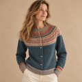 Blauw fair isle wollen vest van Eribé