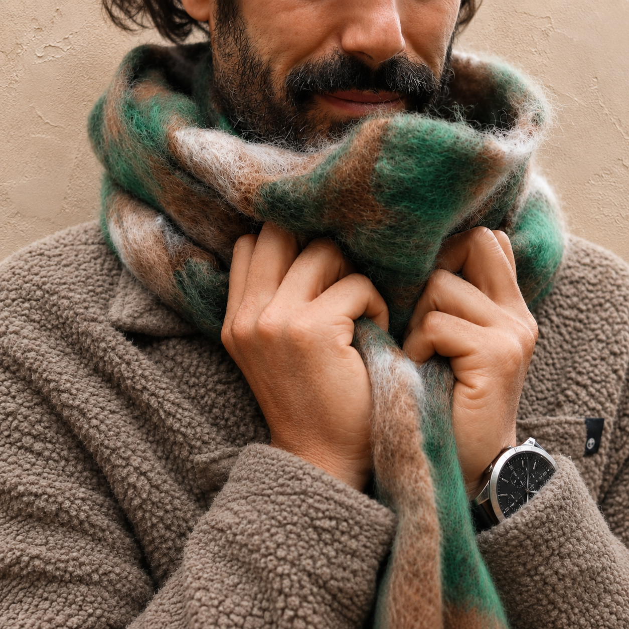 Groene Mohair Sjaal in Ruitmotief – Mantas Ezcaray