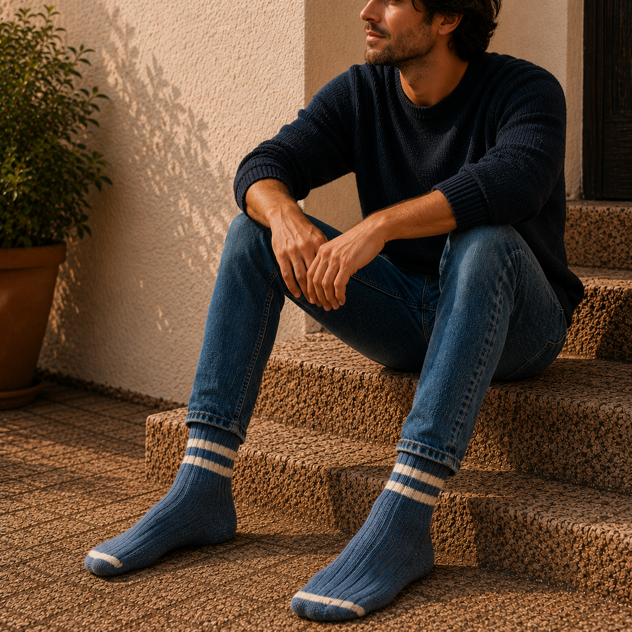 Jeansblauwe Katoenen Sokken - Thunders Love