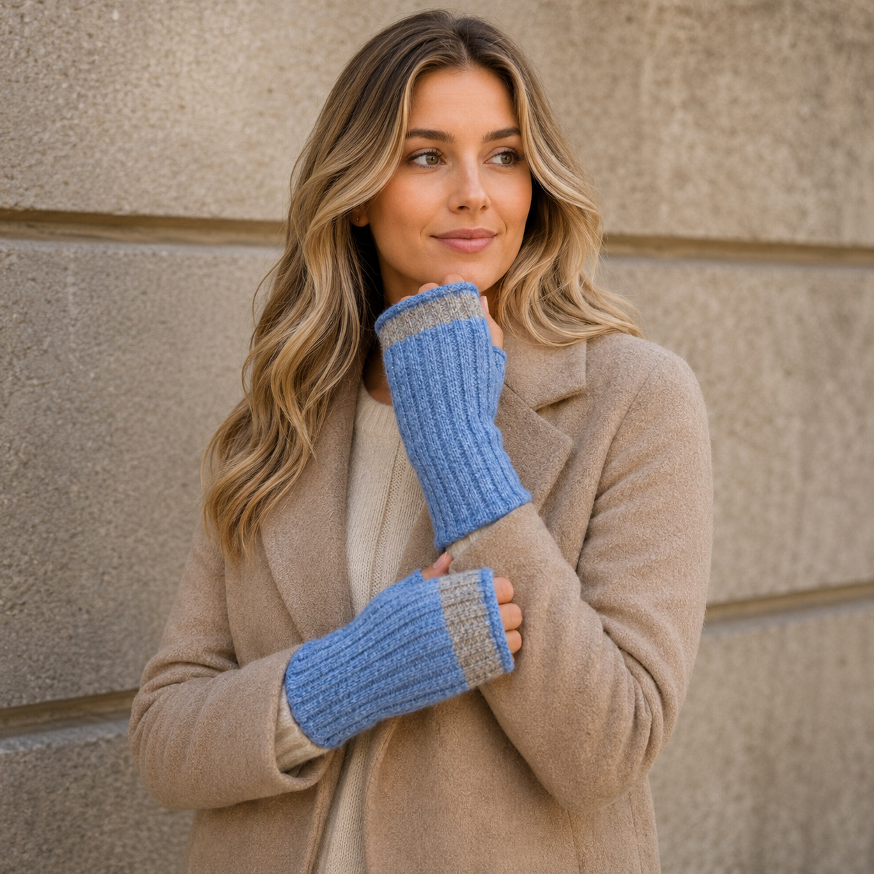 Donkerblauwe merino wollen handschoenen