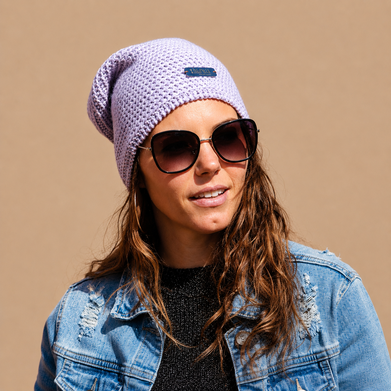 Lila yak wollen beanie