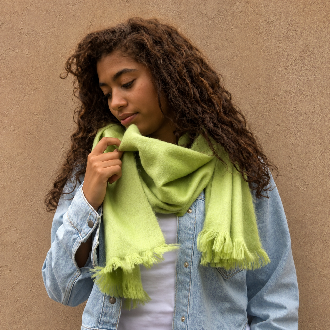 Lime Groene Alpaca Sjaal — Alpaca Loca