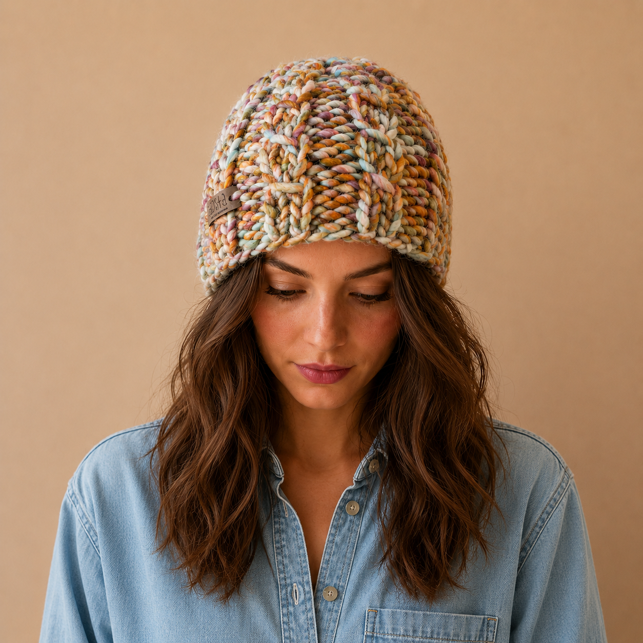 Multi color merino wollen muts