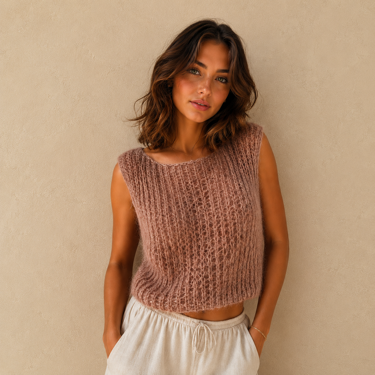 Nude mohair wollen spencer