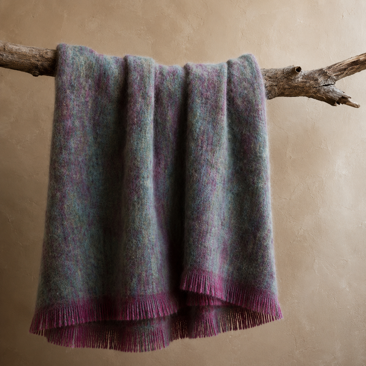Paars - groene mohair wollen deken